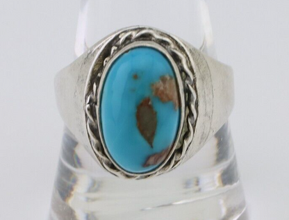 Navajo Ring 925 Silver Natural Blue Turquoise Native American Artist C.80's