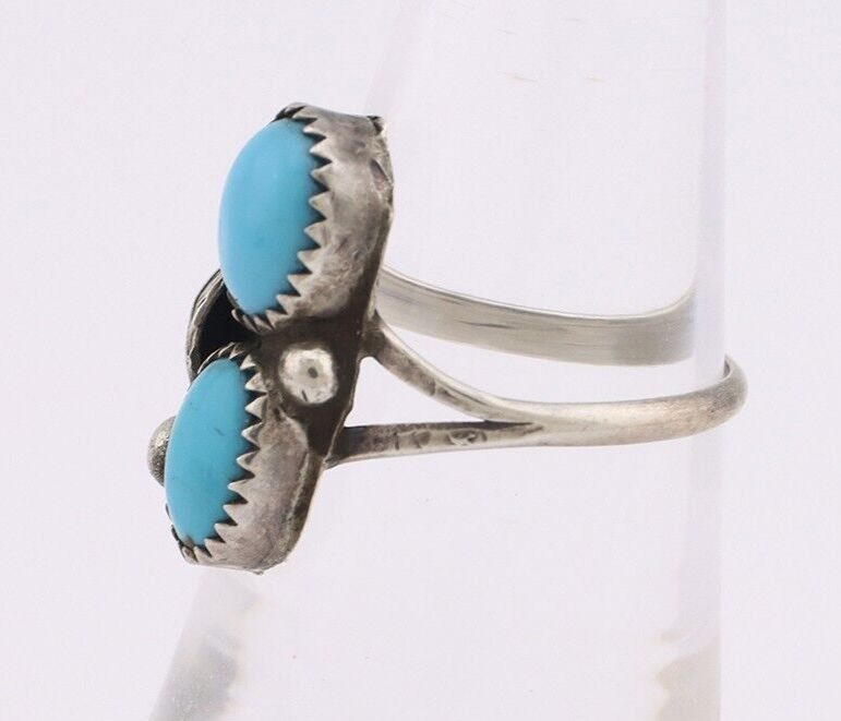 Navajo Ring 925 Silver Sleeping Beauty Turquoise Native American Artist C.80's