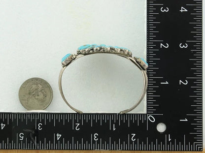 Navajo Cuff Bracelet Sterling Silver Turquoise Vintage Signed Paul Jones