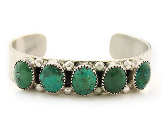 Navajo Cuff Bracelet Sterling Silver Turquoise Vintage Native Art Signed C Jones