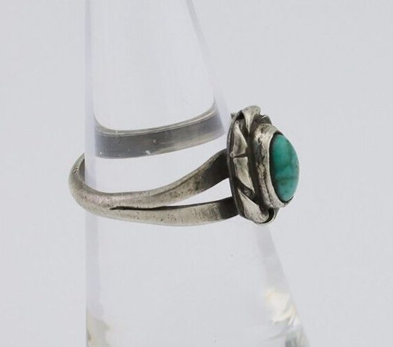 Navajo Ring 925 Silver Kingman Turquoise Native American Artist C.80's