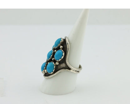 Navajo Ring 925 Silver Sleeping Beauty Turquoise Native American Artist C.80's