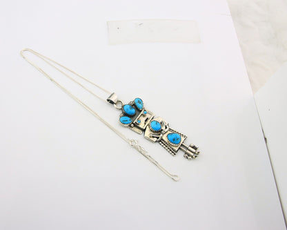 Navajo Kachina Necklace Sterling Silver Natural Turquoise Vintage Signed