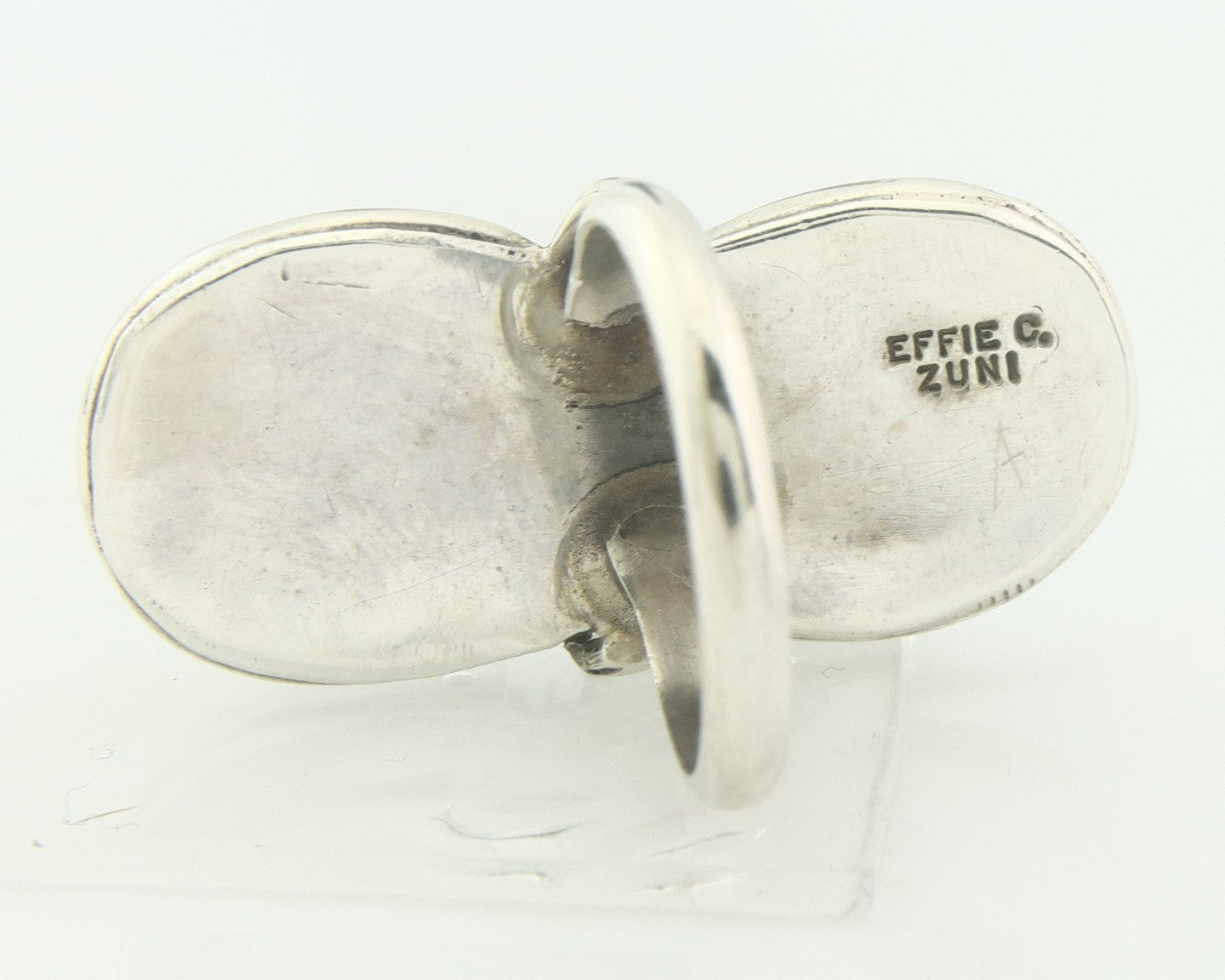 Vintage Zuni Ring 925 Sterling Silver Turquoise Signed Effie Calavasa Size 6.0