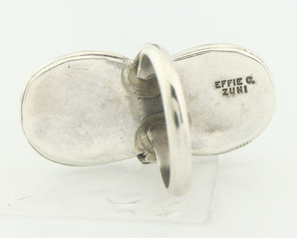 Vintage Zuni Ring 925 Sterling Silver Turquoise Signed Effie Calavasa Size 6.0