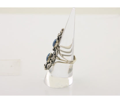 Navajo Ring 925 Silver Natural Denim Lapis Artist Signed Prairie Fire C.80's