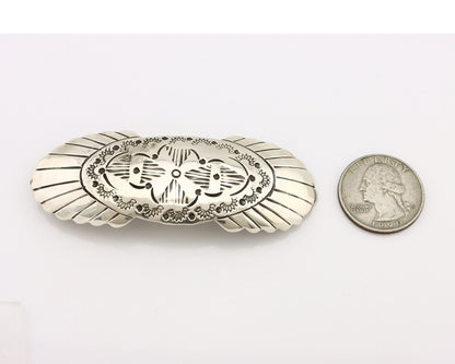 Women's Navajo Hair Clip Hand Stamped 925 Silver Artist Signed C Montoya C.80's