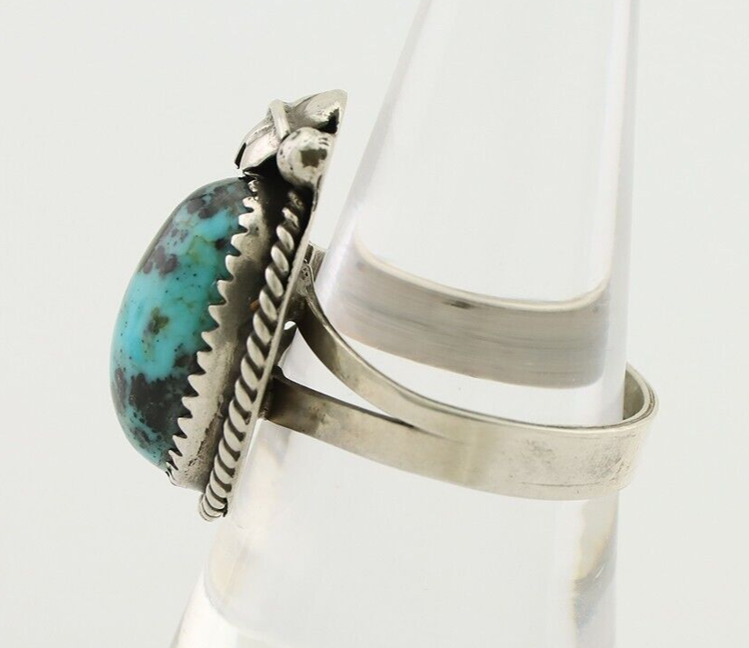 Navajo Ring 925 Silver Natural Blue Turquoise Native American Artist C.80's