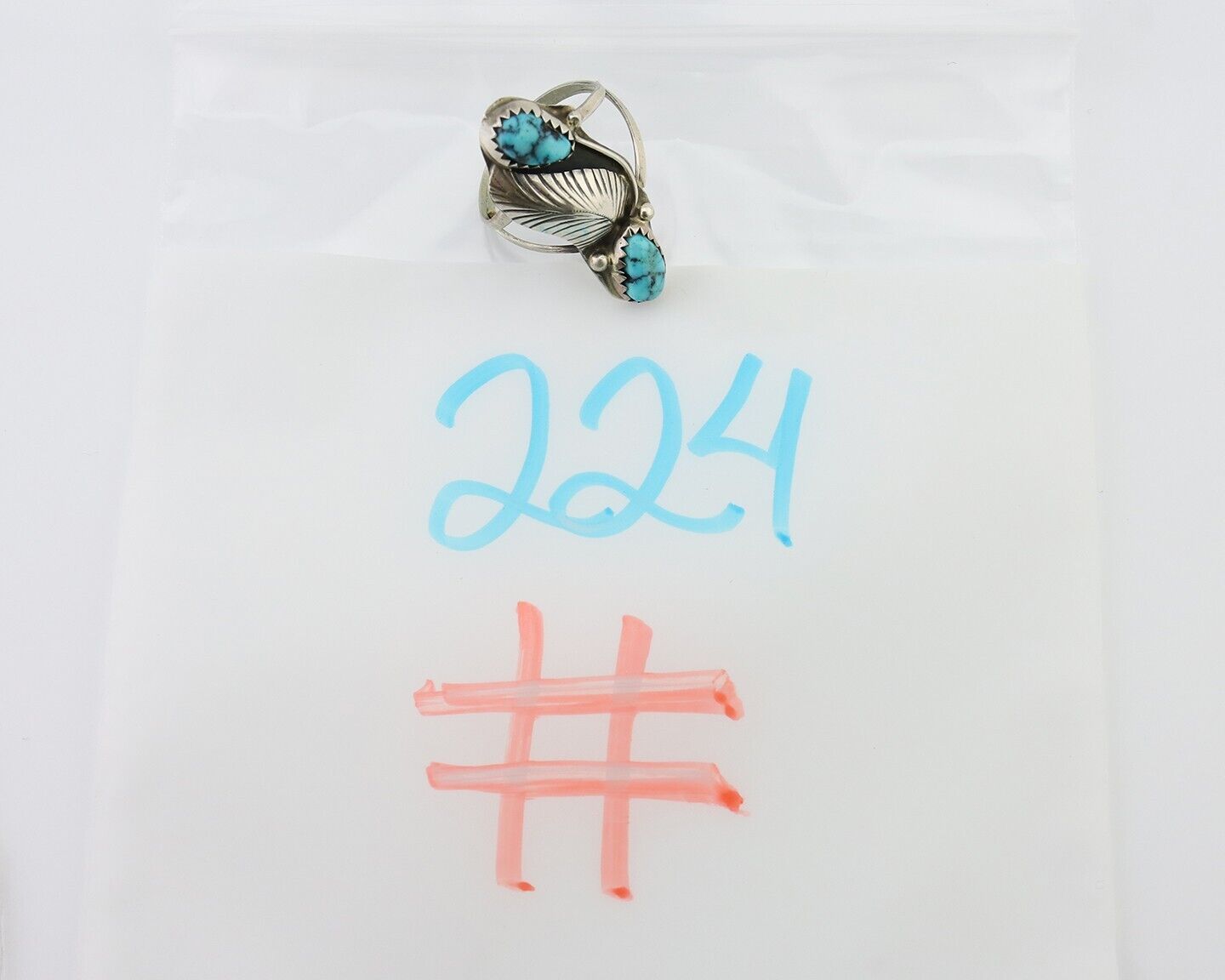 Navajo Handmade Ring 925 Silver Kingman Turquoise Native American Artist C.80's