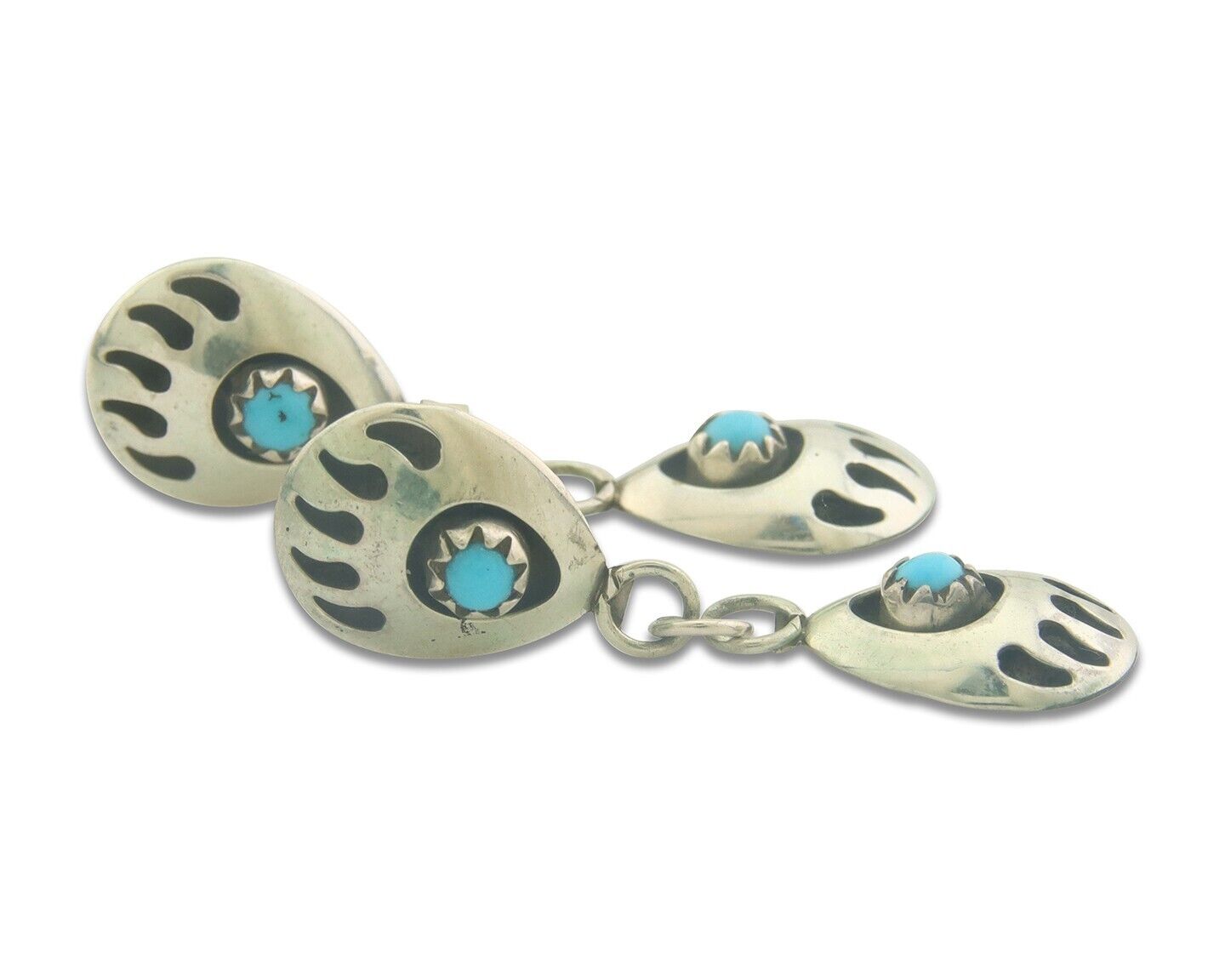 Navajo Earrings 925 Silver Natural Turquoise Native American Artist C80s