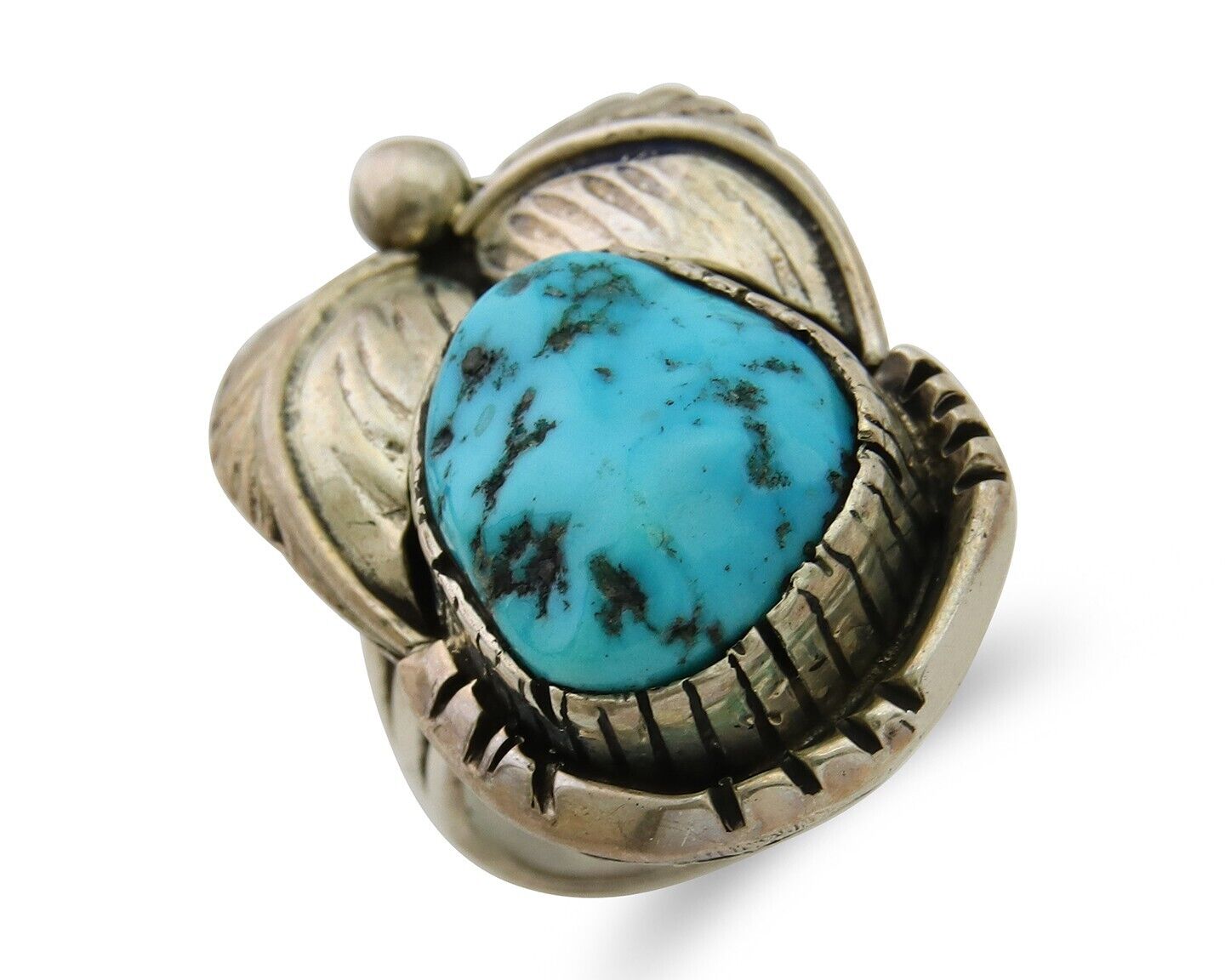 Navajo Ring .925 Sterling Blue Turquoise Artist Signed Martinez C.80's