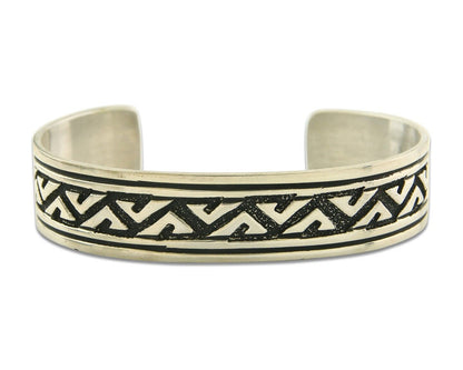 Navajo Bracelet 925 Silver Artist Signed Thomas Singer Cuff Made in the 1980's