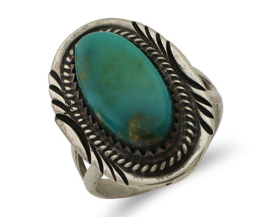 Navajo Ring 925 Silver Natural Turquoise Native American Artist C.80's