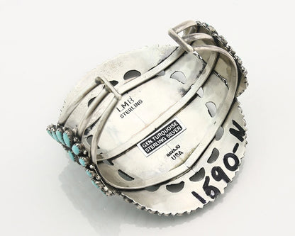 Navajo Cuff Bracelet Sterling Silver Kingman Vintage Turquoise Signed LMB C.80's