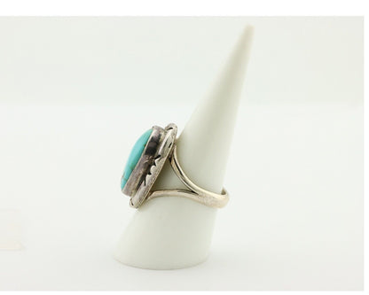 Navajo Ring 925 Silver Natural Blue Turquoise Artist Signed Gecko C.80's