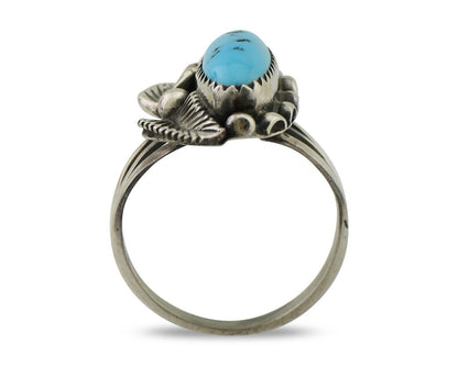Navajo Ring 925 Silver Kingman Turquoise Artist Signed SC C.80's