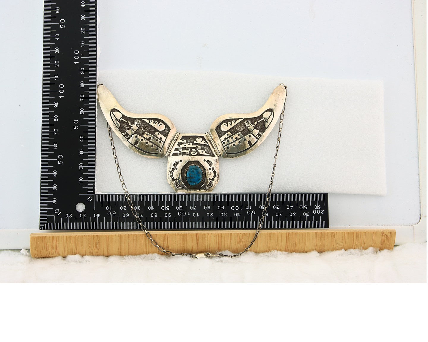 Navajo Necklace Sterling Silver Authentic Natural Turquoise Vintage Signed HY