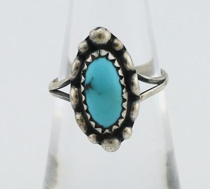 Navajo Ring 925 Silver Sleeping Beauty Turquoise Signed SkyStone Creations C80s