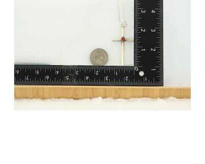 Navajo Cross Necklace Sterling Silver Snake Eye Coral Authentic Native Artist