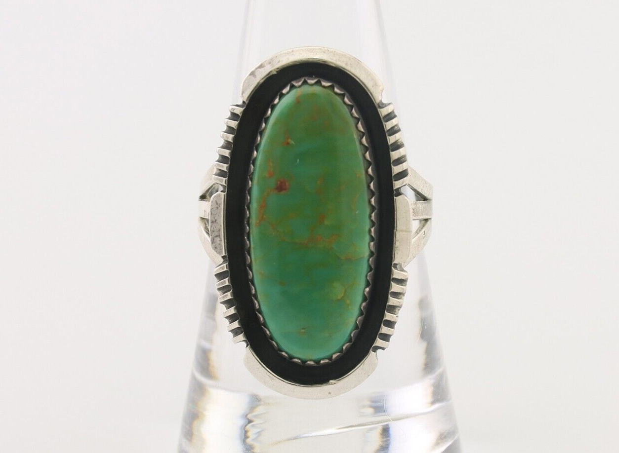 Navajo Ring 925 Silver Natural Turquoise Artist Signed William Denetdale C.80's