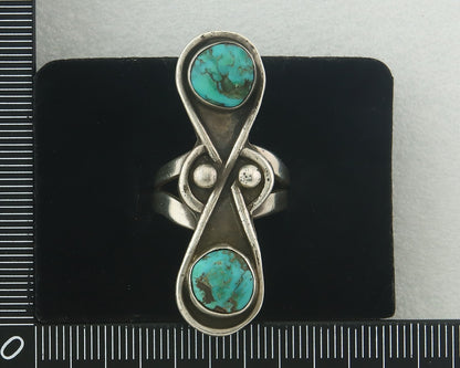 Vintage Navajo Ring 925 Sterling Authentic Traditional Turquoise Size 6.5