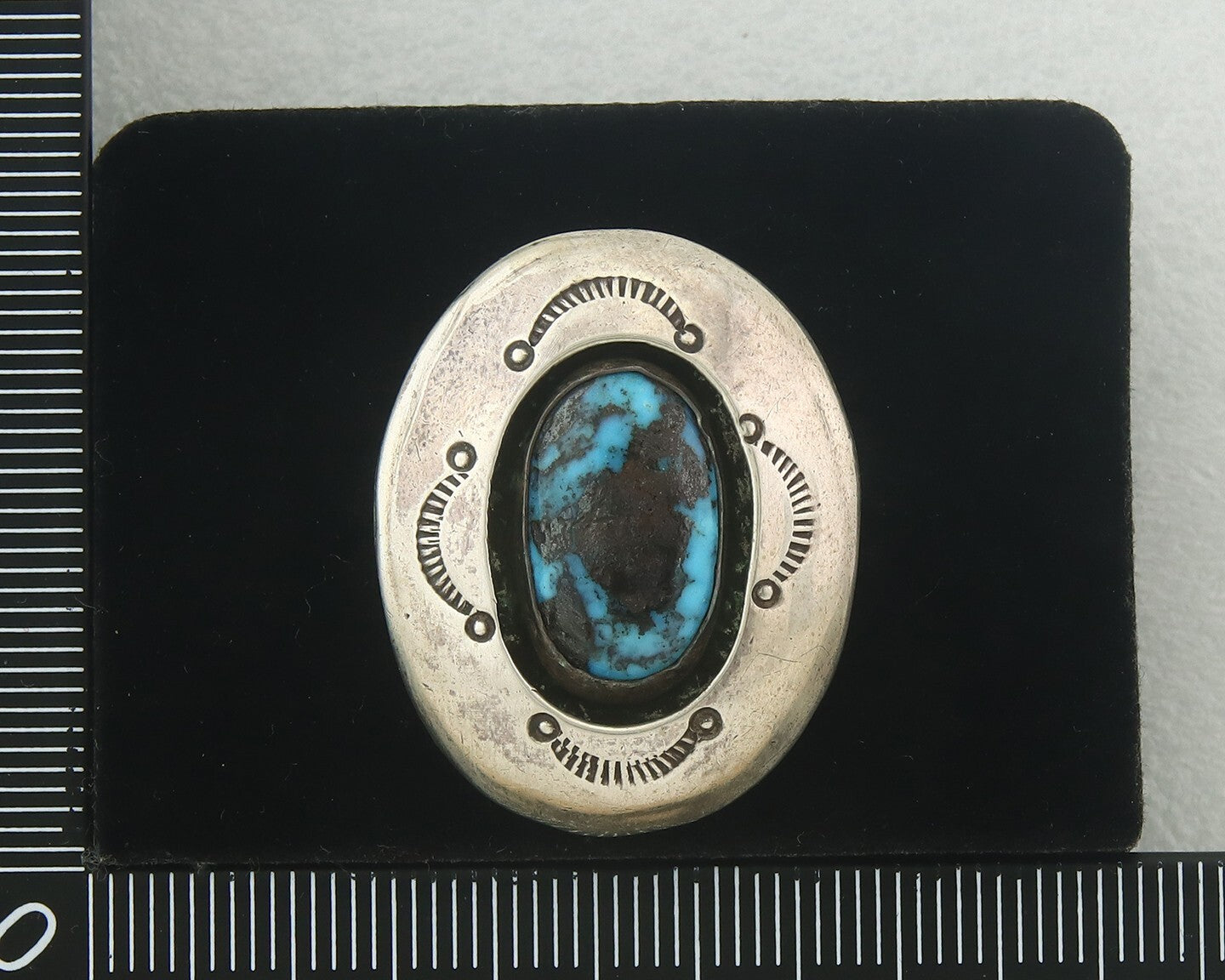 Vintage Navajo Ring 925 Sterling Authentic Traditional Turquoise Size 7.75