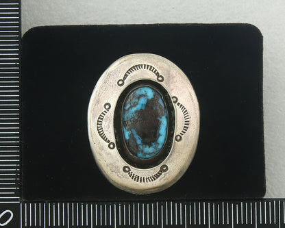 Vintage Navajo Ring 925 Sterling Authentic Traditional Turquoise Size 7.75
