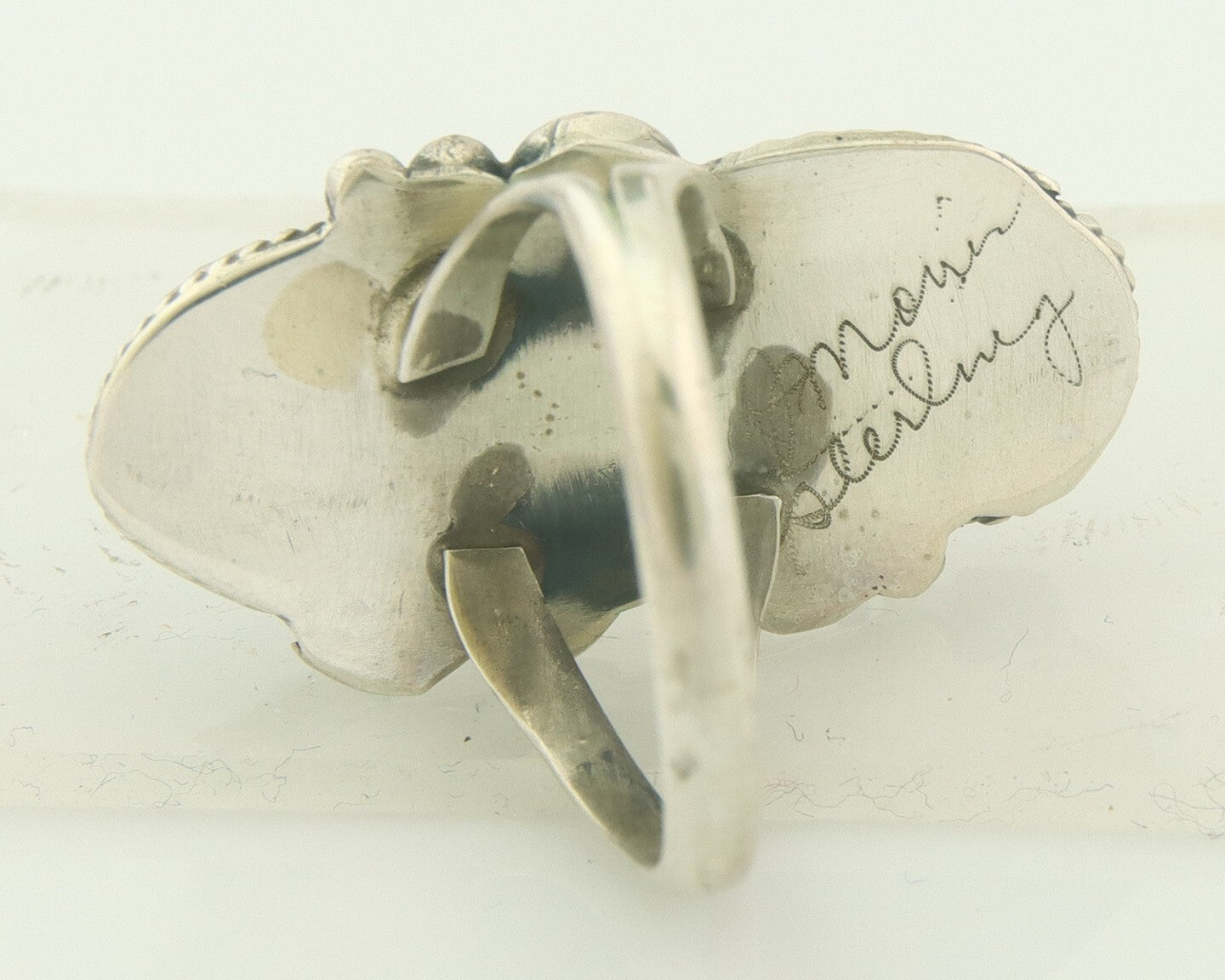 Vintage Navajo Ring 925 Sterling Natural Gemstones Signed Justin Morris Sz 6.75