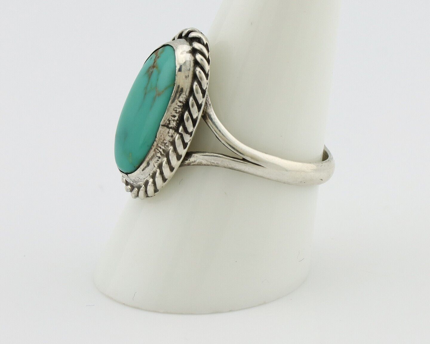 Navajo Ring 925 Silver Kingman Turquoise Native American Artist C.80's