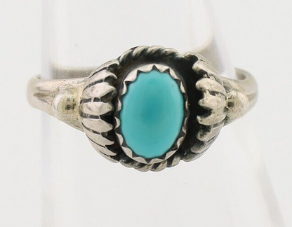 Navajo Ring 925 Silver Kingman Turquoise Native American Artist Made In 1985