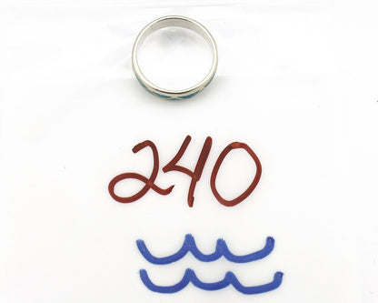 Navajo Chip Inlay Ring 925 Silver Sleeping Beauty Turquoise Artist Silver Cloud