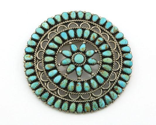 Navajo Handmade Pin Sterling Silver Turquoise Vintage Artist Signed LMB