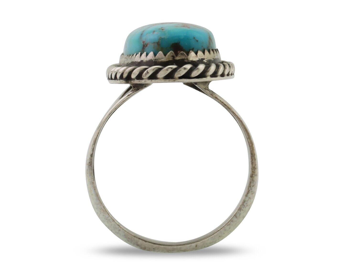 Navajo Ring 925 Silver Natural Turquoise Native American Artist C.80's