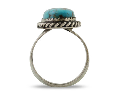 Navajo Ring 925 Silver Natural Turquoise Native American Artist C.80's