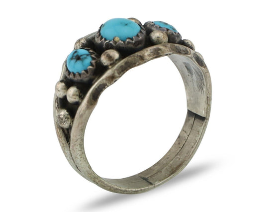 Navajo Ring 925 Silver Blue Turquoise Artist Signed SkyStone Creations C.80's