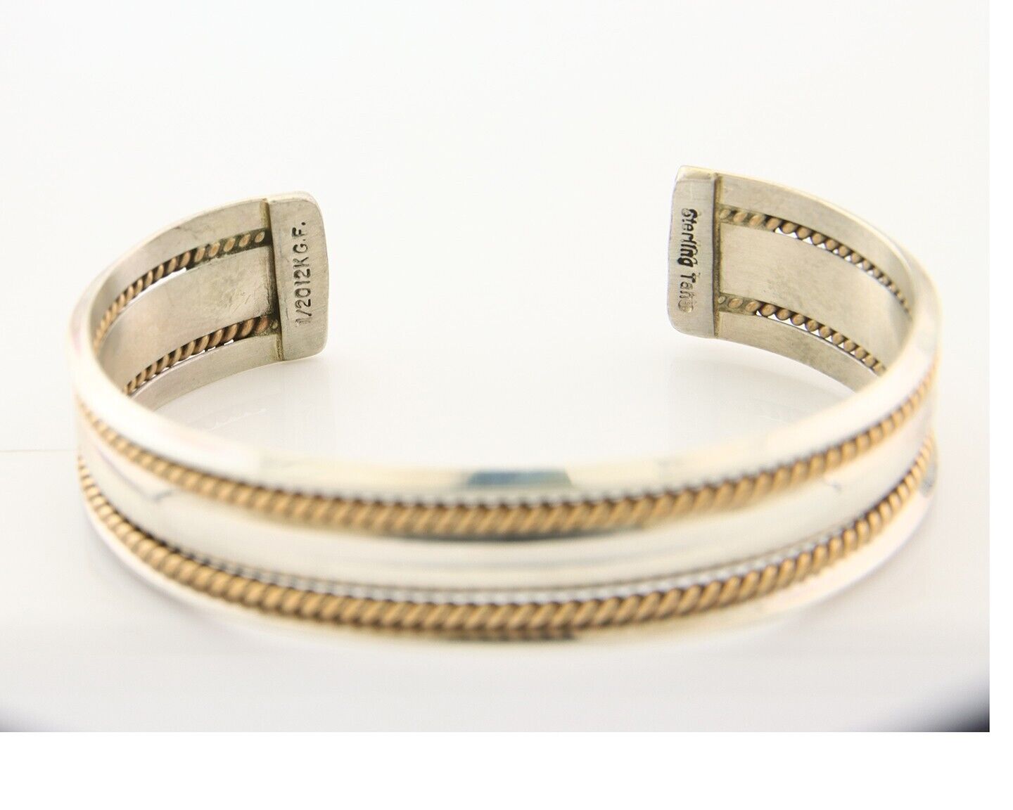 Navajo Bracelet 925 Silver & 12k Yellow Gold Filled Signed TAHE C.80's