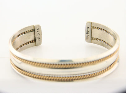 Navajo Bracelet 925 Silver & 12k Yellow Gold Filled Signed TAHE C.80's