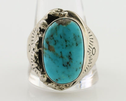 Mens Heavy Navajo Ring 925 Silver Turquoise Native Artist Size 14.5 C.80's