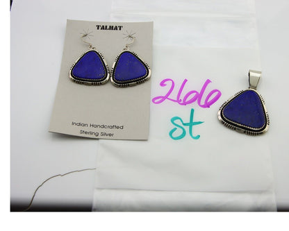 Navajo Pendant Earring Set 925 Silver Lapis Lazuli Signed William Denetdale C80s