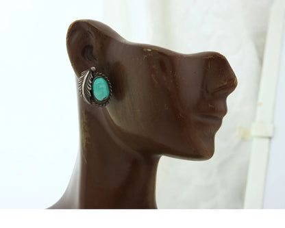 Navajo Dangle Earrings Sterling Silver Natural Turquoise Native American Artist