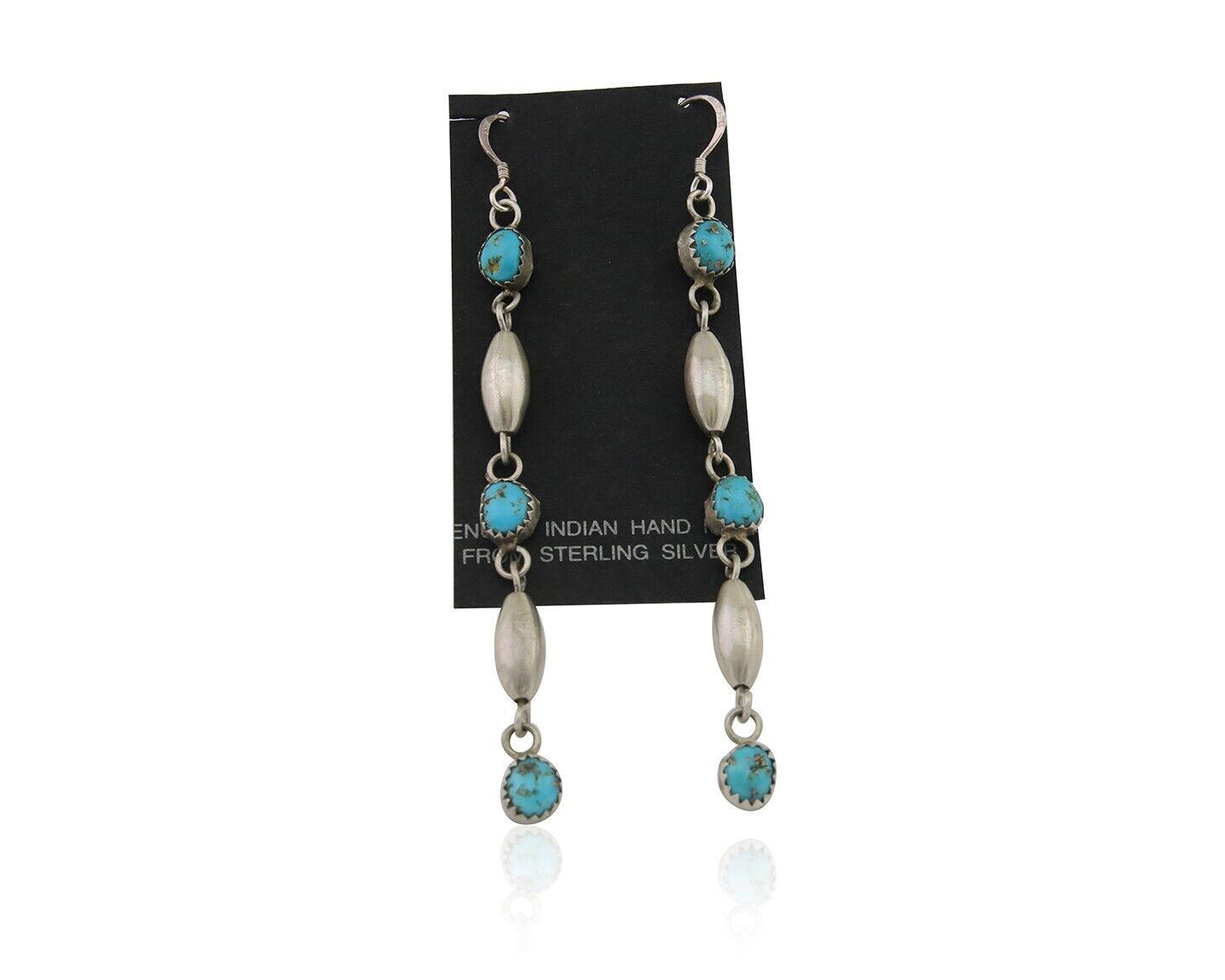 Navajo Earrings 925 Silver Blue Turquoise Native American Artist C.80's