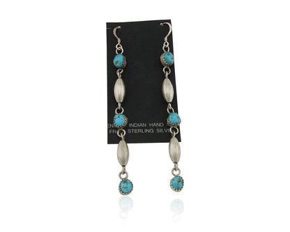 Navajo Earrings 925 Silver Blue Turquoise Native American Artist C.80's