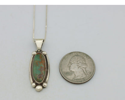 Navajo Necklace 925 Silver Natural Turquoise Artist Signed Sun C.80s