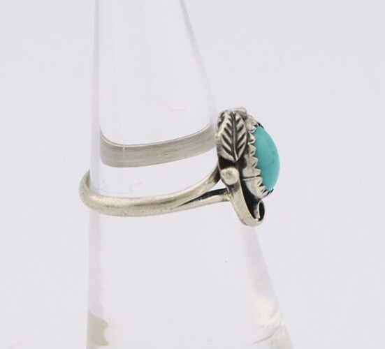 Navajo Ring 925 Silver Natural Blue Turquoise Native American Artist C.80's