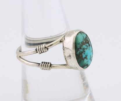 Navajo Ring 925 Silver Natural Blue Turquoise Native American Artist C.80's