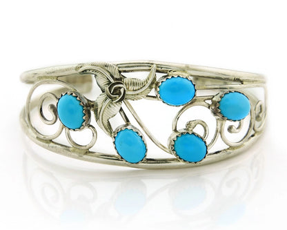 Navajo Cuff Bracelet 925 Sterling Silver Turquoise Vintage Signed SH