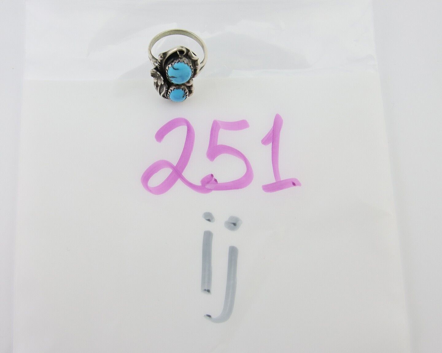 Navajo Ring 925 Silver Natural Blue Turquoise Artist Signed SC C.80's Size 3.75