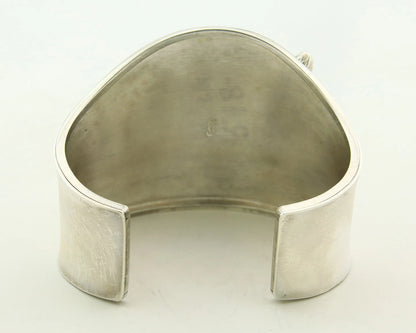 Navajo Cuff Bracelet Sterling Silver Wolf Vintage Signed Carol Felley