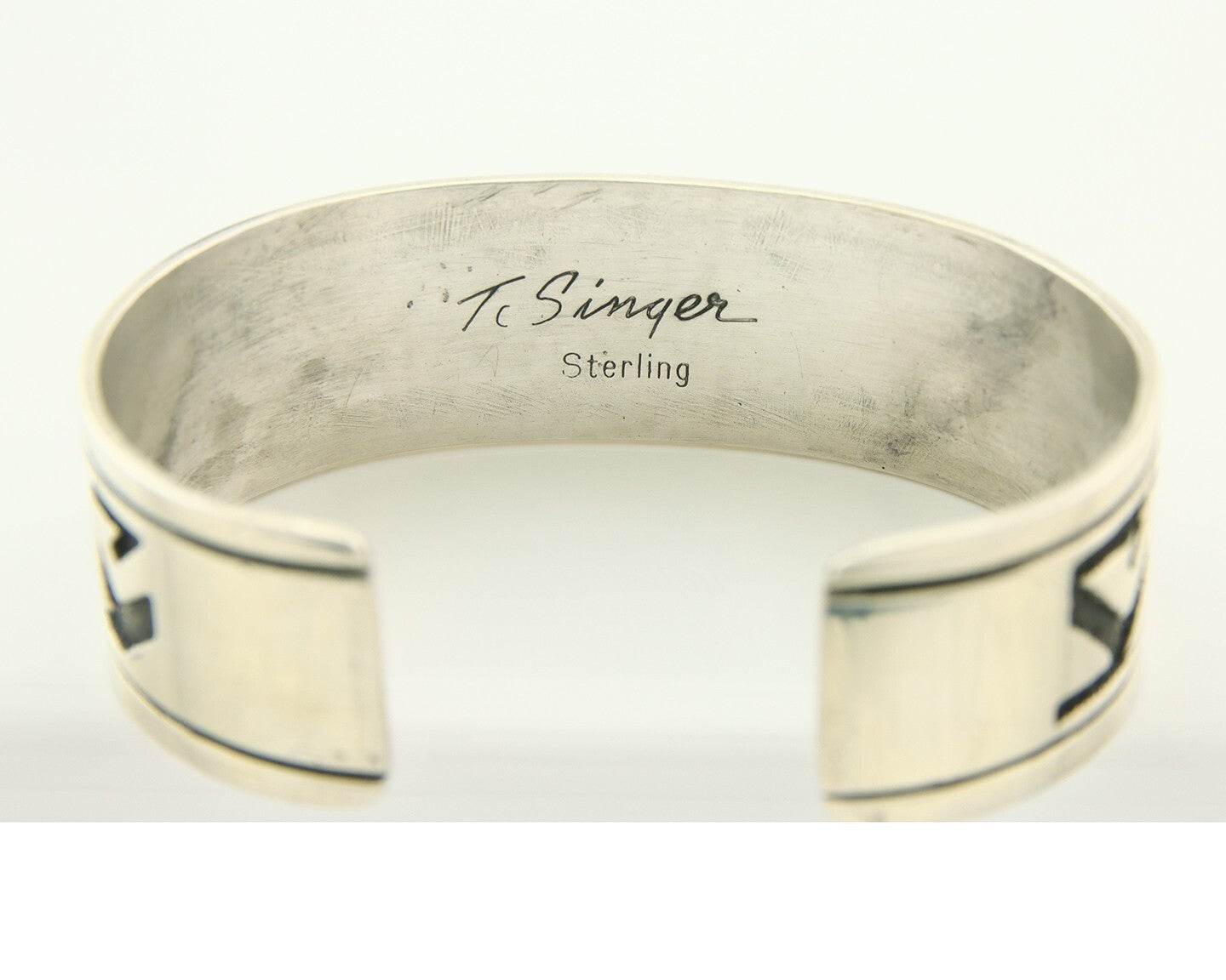 Navajo Bracelet 925 Silver Artist Signed Thomas Singer Cuff C.80's