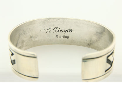 Navajo Bracelet 925 Silver Artist Signed Thomas Singer Cuff C.80's